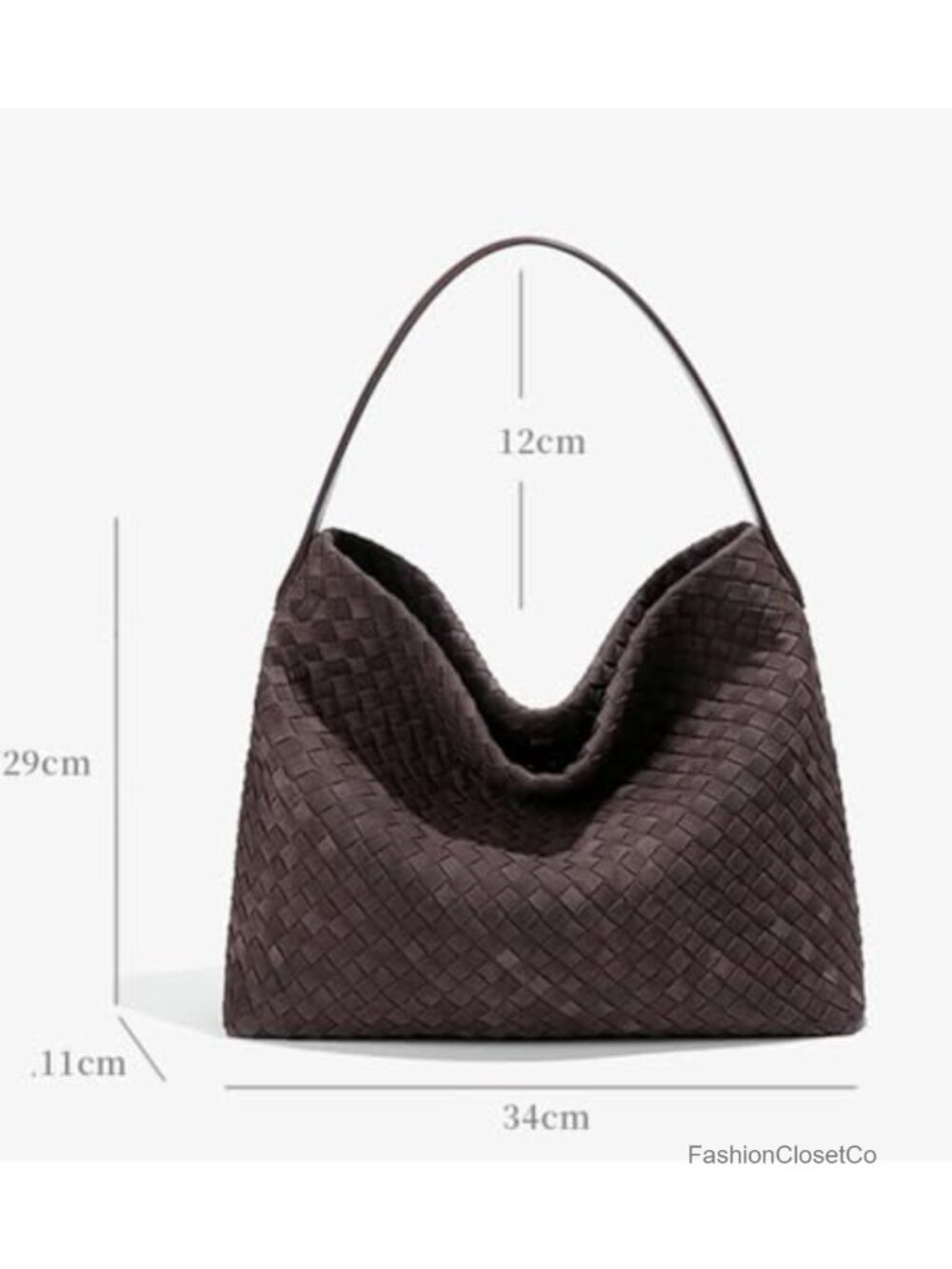 Slouchy Woven Faux Suede Tote Shoulder Bag Hobo Purse Work Travel - Picture 6 of 6